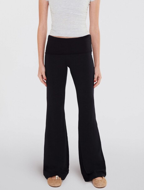 PANTALONES ACAMPANADOS CON CINTURA ELÁSTICA NEGRO