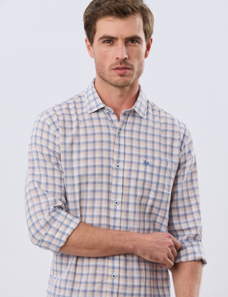 CAMISA CUADROS DE LINO Rosa
