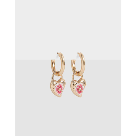 Aros Argolla Con Dije Corazón Dorado