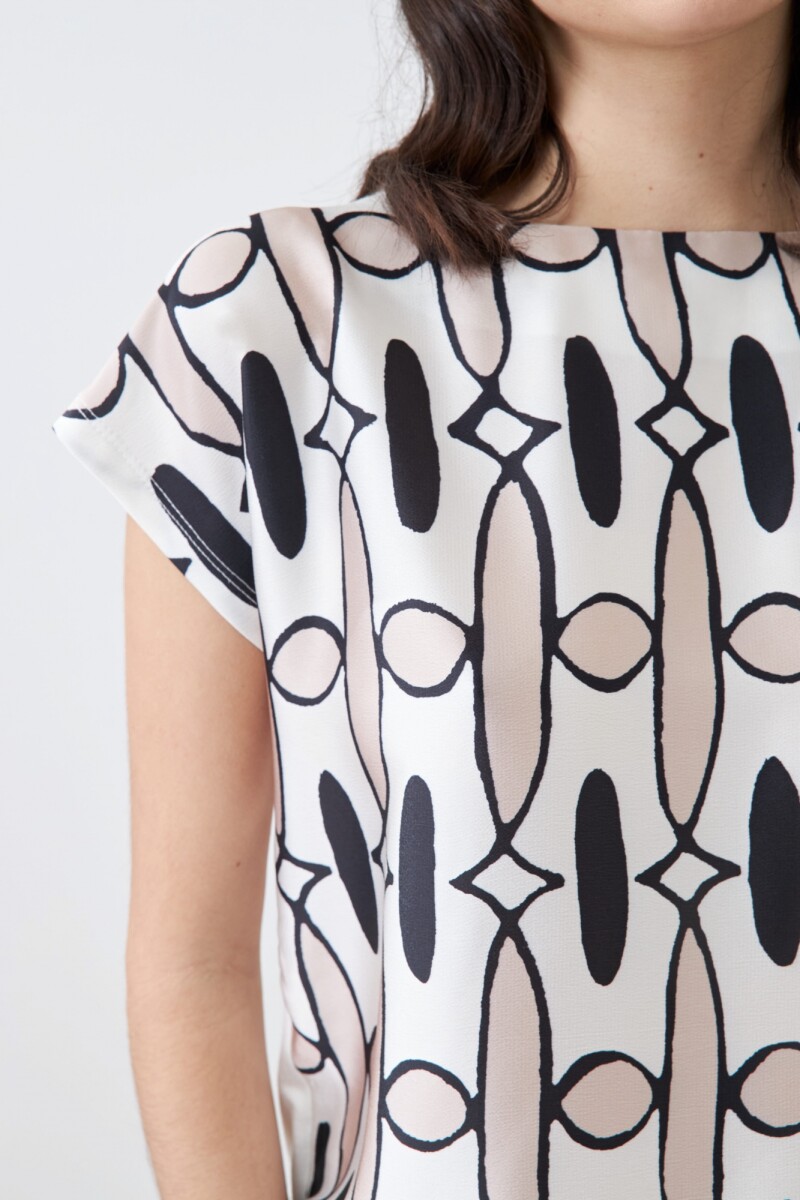 Blusa frente estampada beige