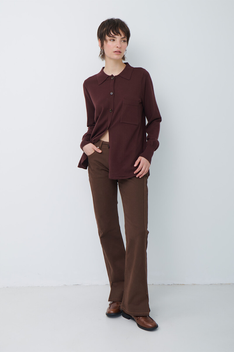 CARDIGAN LONG MARRON