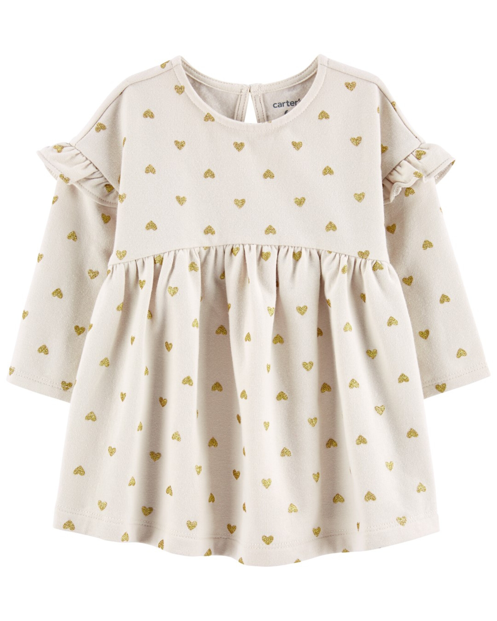 Vestido de algodón con volados diseño corazones Sin color