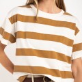 Imagen de Remera Algodon Lavado Raya Camel - Camel