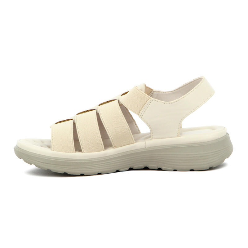 Wonder Sandalia Dama Confort Tres Tiras C/ Pulsera Beige