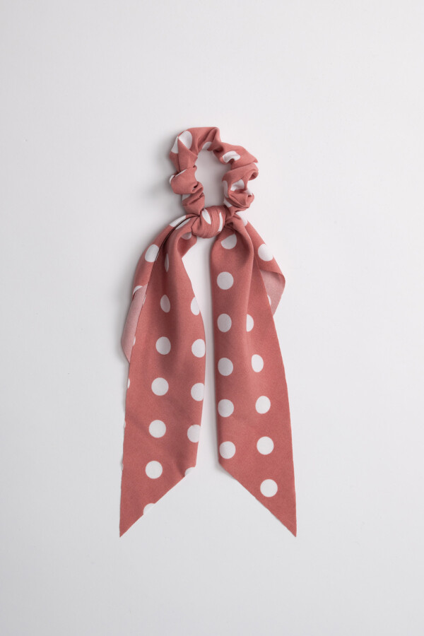 Scrunchie de tela con moña Lunares Bordo