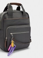 Mochila De Nylon Con Colgante gris