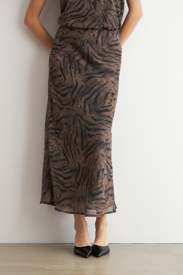 Falda animal print tostado