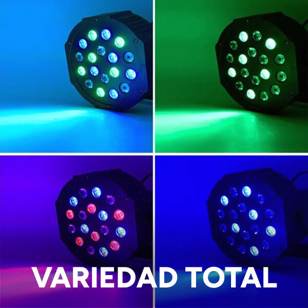 Proyector Luces LED RGB X18 Control Discoteca Fiesta Evento Color Negro