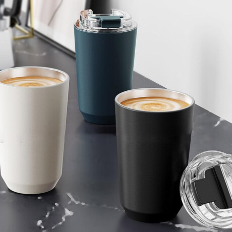 Vaso Térmico Mate con Tapa Hermética 450ml Negro