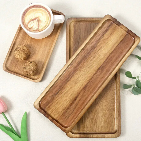Bandeja de Bambú Rectangular para Servir 24x14x1.5Cm Roble Roble