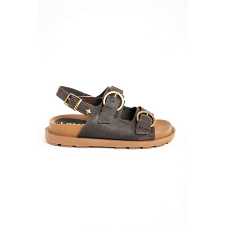Sandalias De Doble Tira Con Talón Chocolate