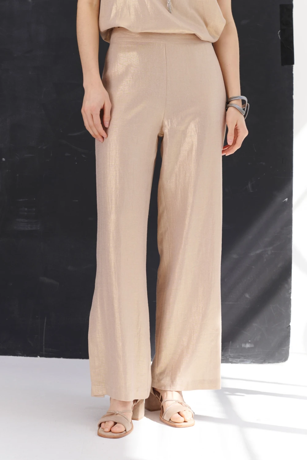 PANTALON LINO FOIL dorado 5