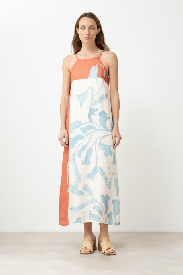 Vestido estampa jacaranda durazno