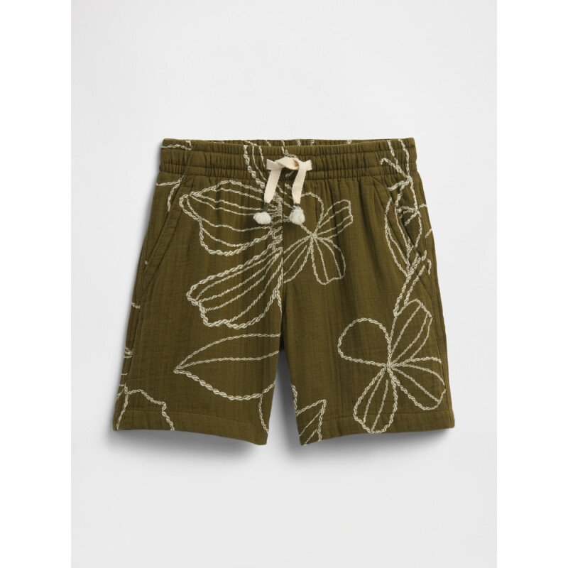 V-PO GAUZE WVN SHORT SP OLIVE FLORAL SU25
