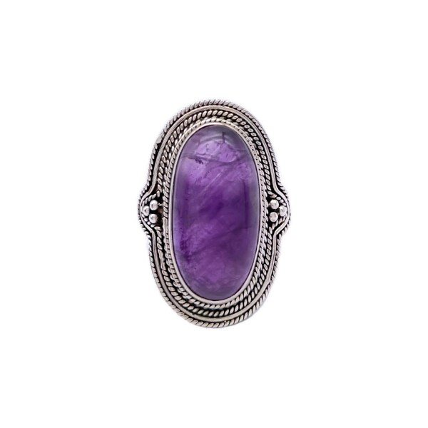 Anillo Oval-Plata 925-Piedra amatista imperial-AN3283 conpiedra