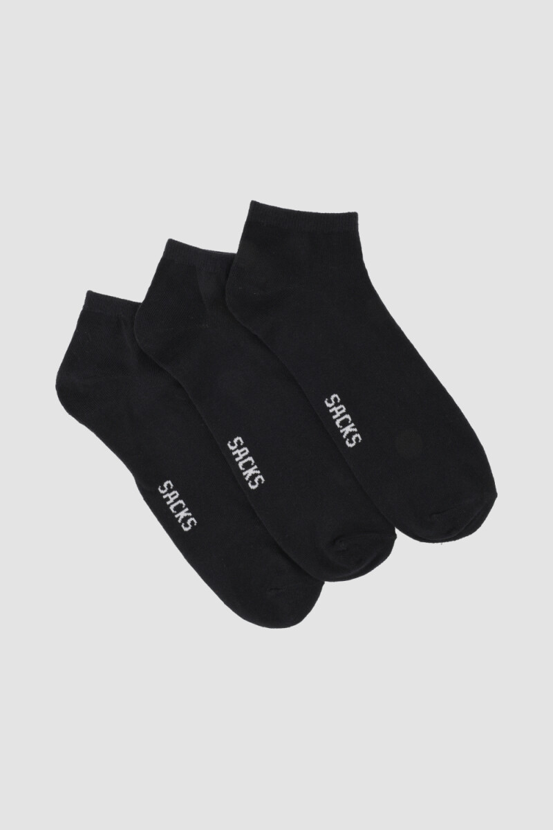 Pack x 3 medias cortas de algodón lisas Negro