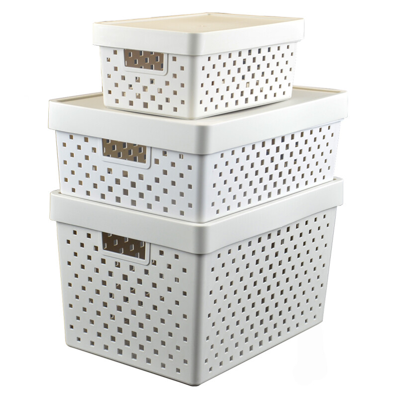 Organizador Quadratta G con tapa CREMA