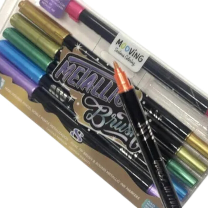 Marcadores Brush Metalizados x8 Mooving Marcadores Brush Metalizados x8 Mooving