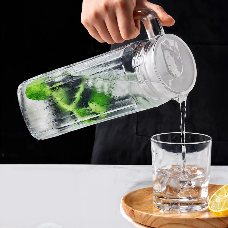 Jarra de vidrio con tapa plástica 1000ml TRANSPARENTE