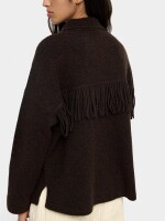 Cárdigan De Punto Con Flecos marron