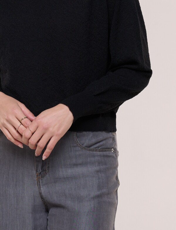 Buzo Cropped Tejido Texturizado NEGRO