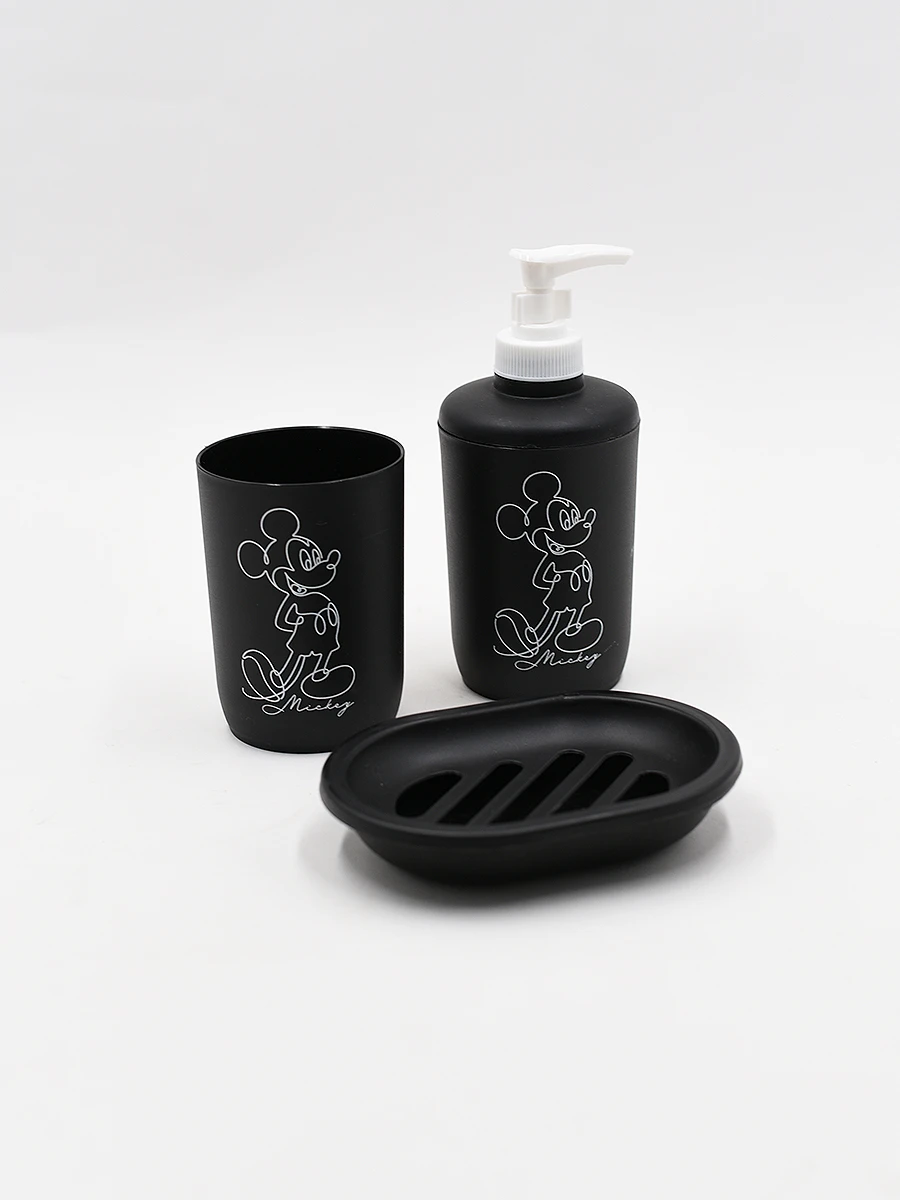 JABONERA SET Y DISPENSADOR VASO MICKEY - NEGRO 
