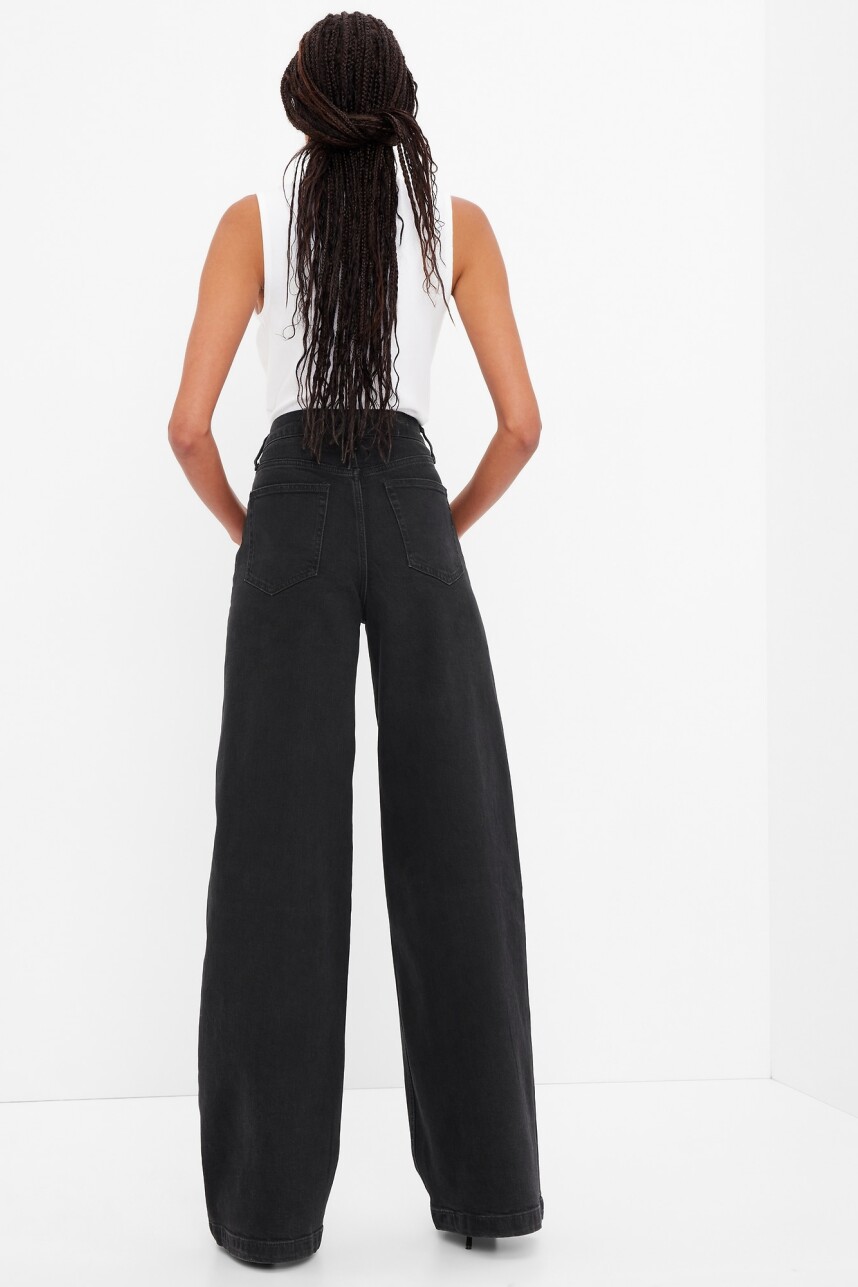 Jean Stride Tiro Alto Mujer Washed Black