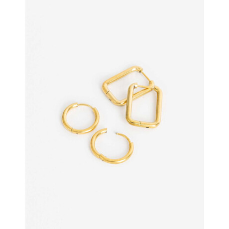 Aros Argollas Set Metal Dorado