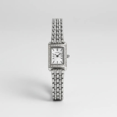 Reloj Pulsera para Mujer Diseño Clásico Elegante con Brillos Plateado