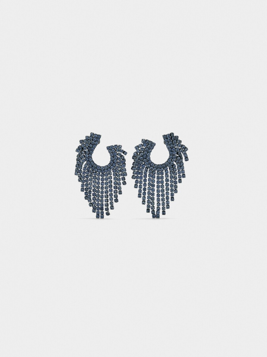 Pendientes Maxi Redondeados De Cristales - azul 