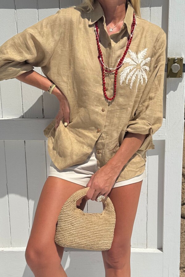 Camisa Bordada Palm Beige