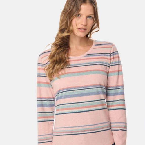 Remera Dama Rayada Legacy Coral