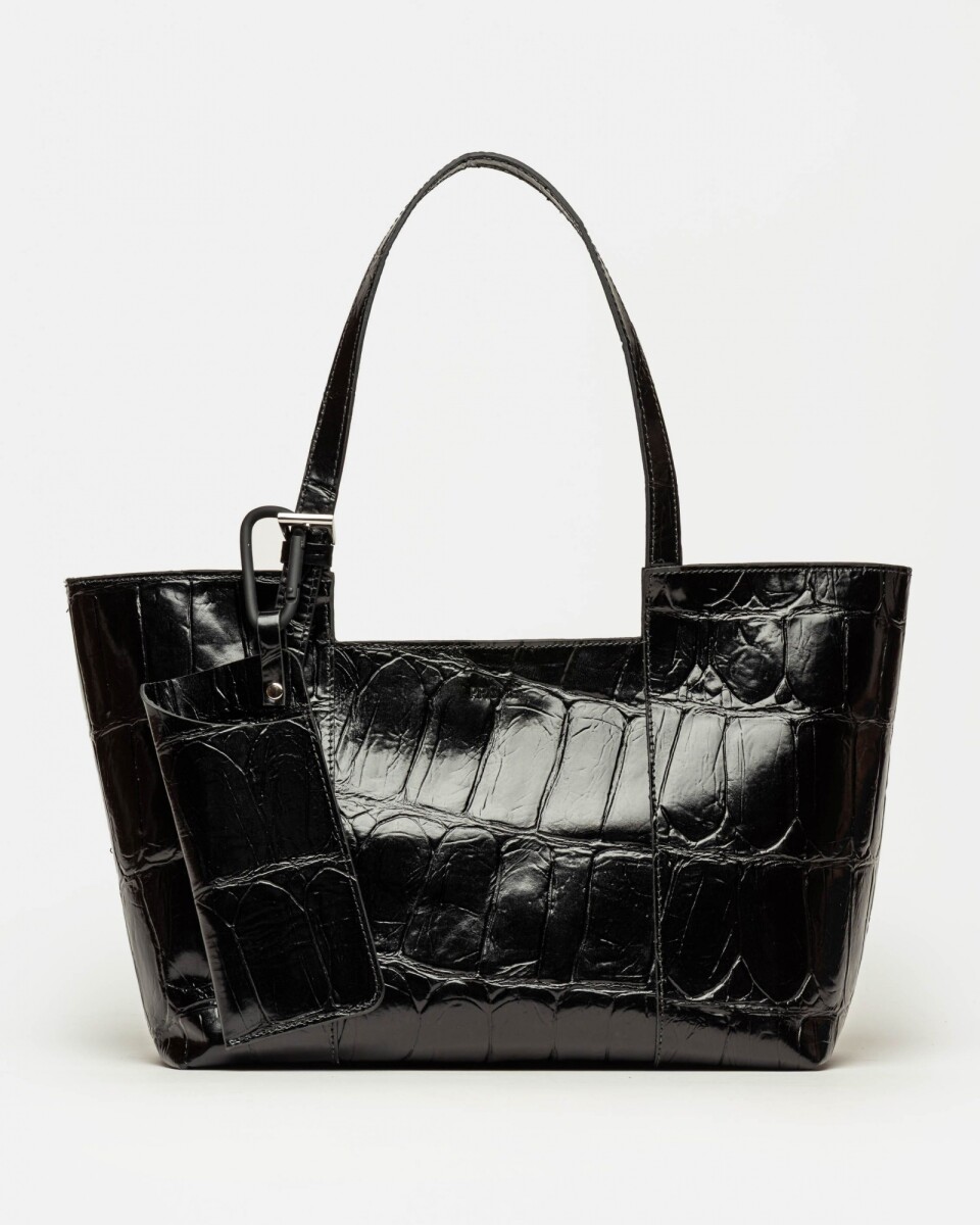 Estuche Ruby en cuero grabado croco - Negro 