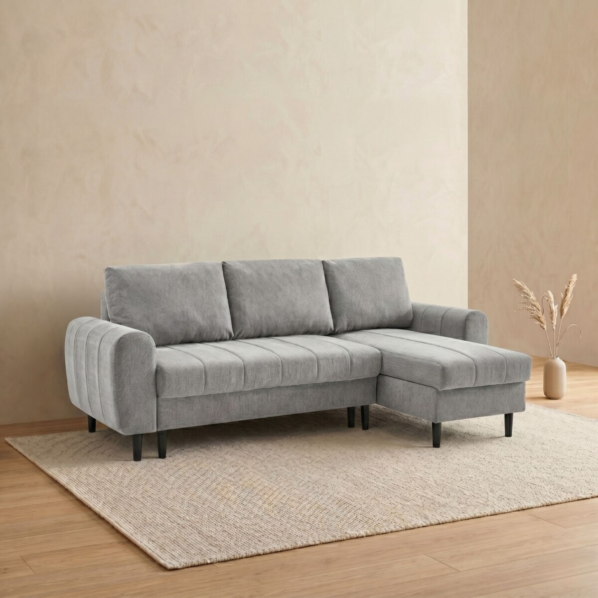 Sillón Esquinero con Baúles amplios - Amo - Gris Claro 