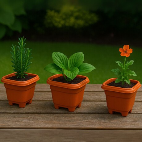 Set x3 maceta mediana cuadrada 4,3 lts TERRACOTA