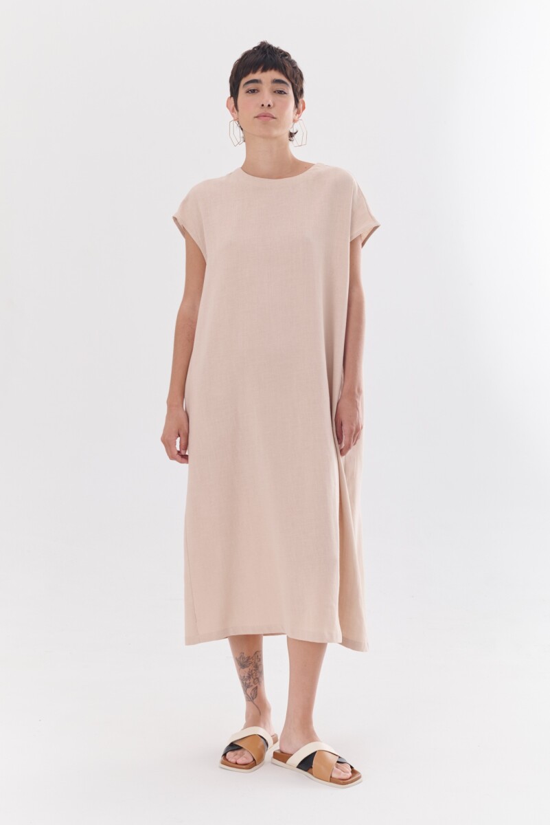 VESTIDO LINO MIKA - BEIGE 