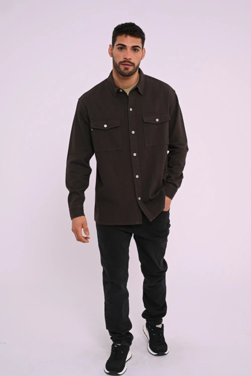 Sobrecamisa de gabardina Gris oscuro