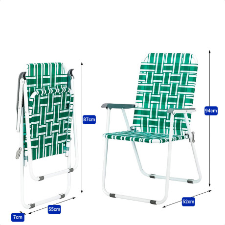 Silla Alta Metálica Plegable Playa Jardin Reforzada Verde