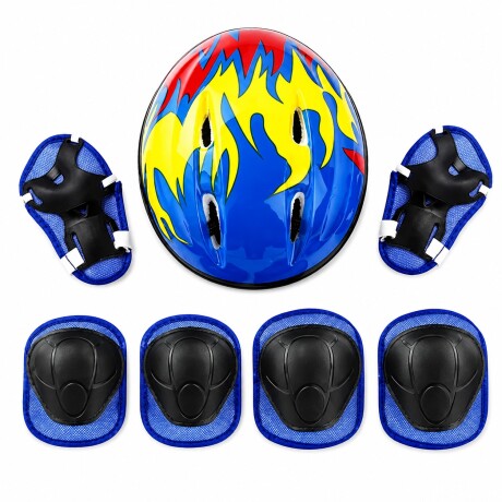 Set Casco para Niño con Rodilleras y Muñequeras y Coderas CELESTE