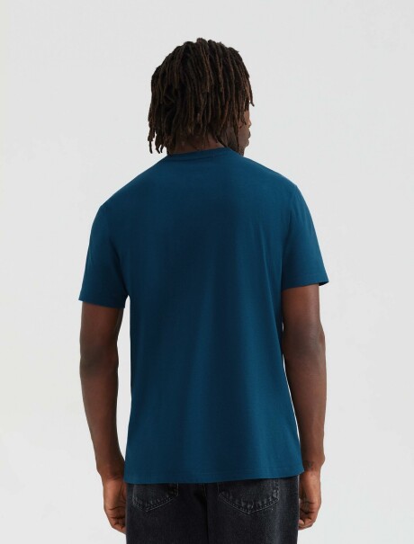 CAMISETA BÁSICA MANGA CORTA CUELLO EN V AZUL