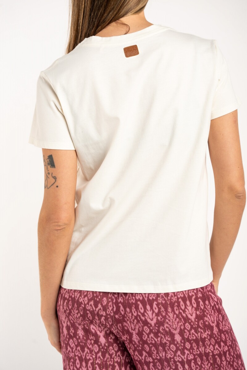 Remera Algodon Peinado Escote Lurex Nácar
