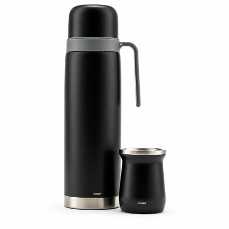 Set Matero Bologna Termo 1L + Mate Térmico Acero Inoxidable Negro