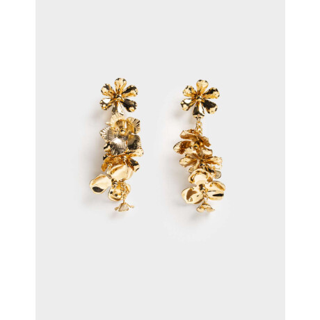 Aros Colgantes Largos De Flor Dorado