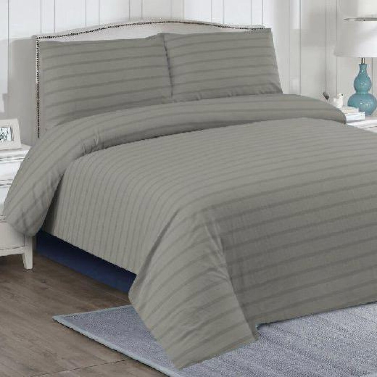 Juego De Sábanas 1 Plaza Cotton Flor - GRIS 