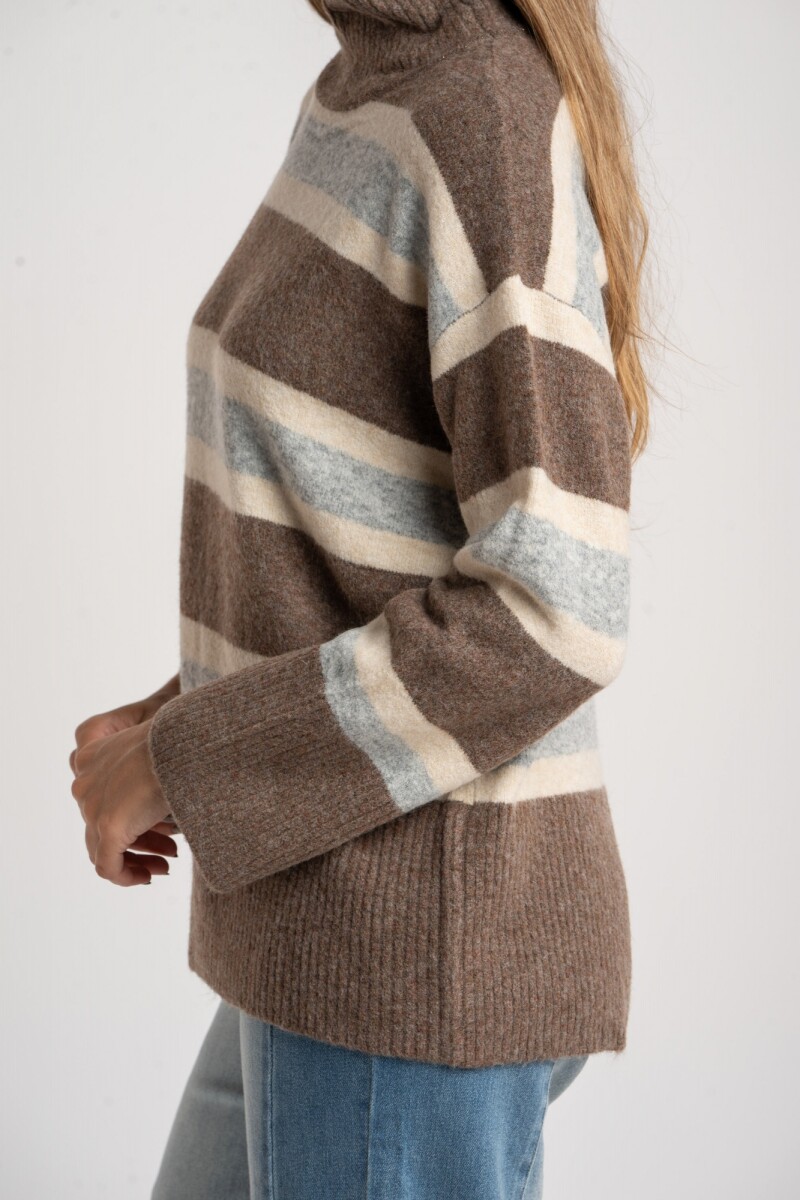 Polera Rayada Marrón