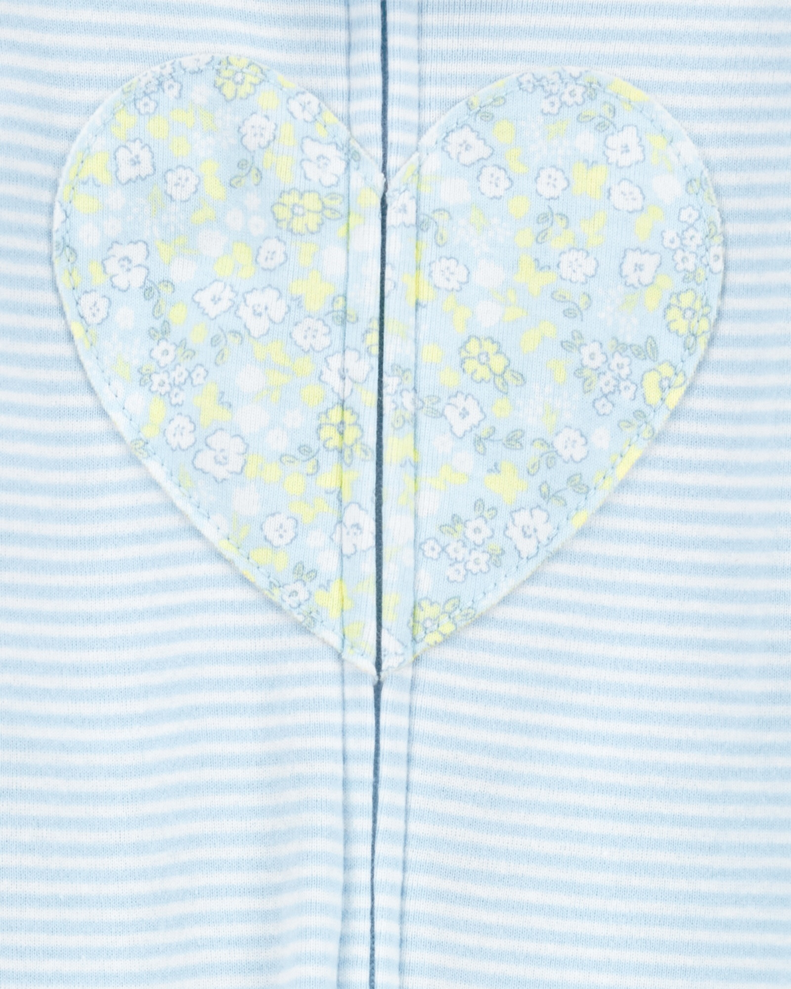 Pijama una pieza de algodón, con pie, estampa corazón Sin color