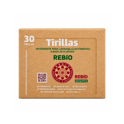 Tirillas Detergente Lavavajillas 30 Unidades Rebío Tirillas Para Ropa 30 Lavados