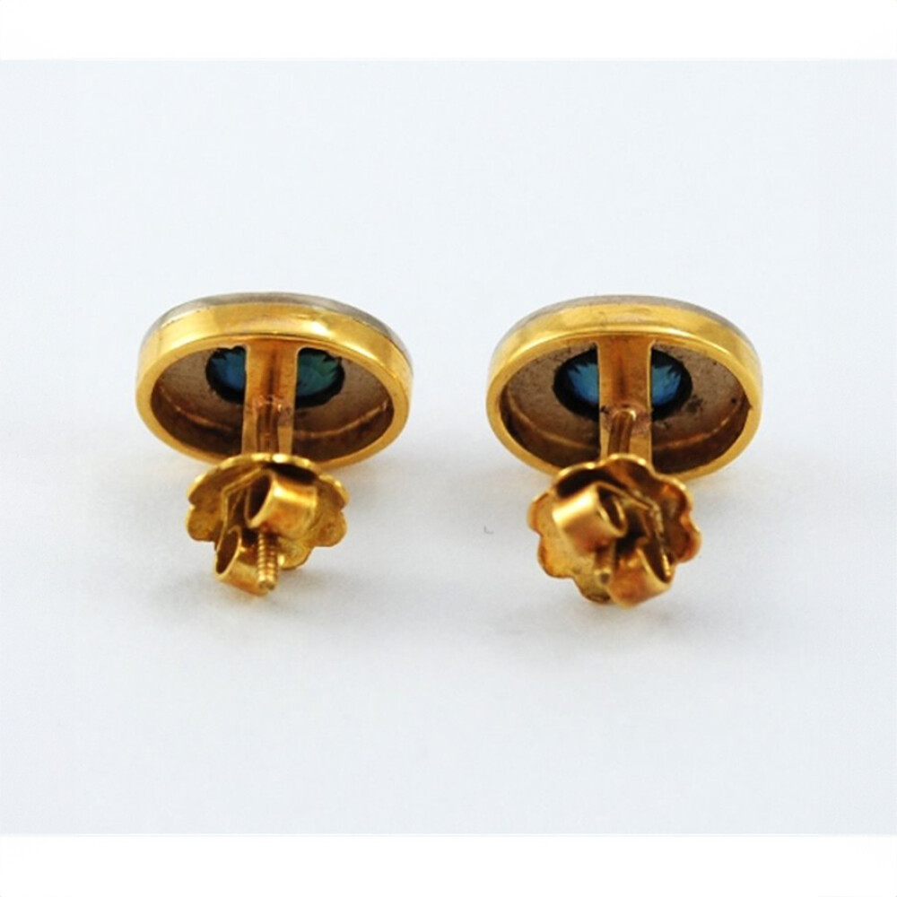 Caravanas Oro 18K Y Zafiro Caravanas Oro 18K Y Zafiro
