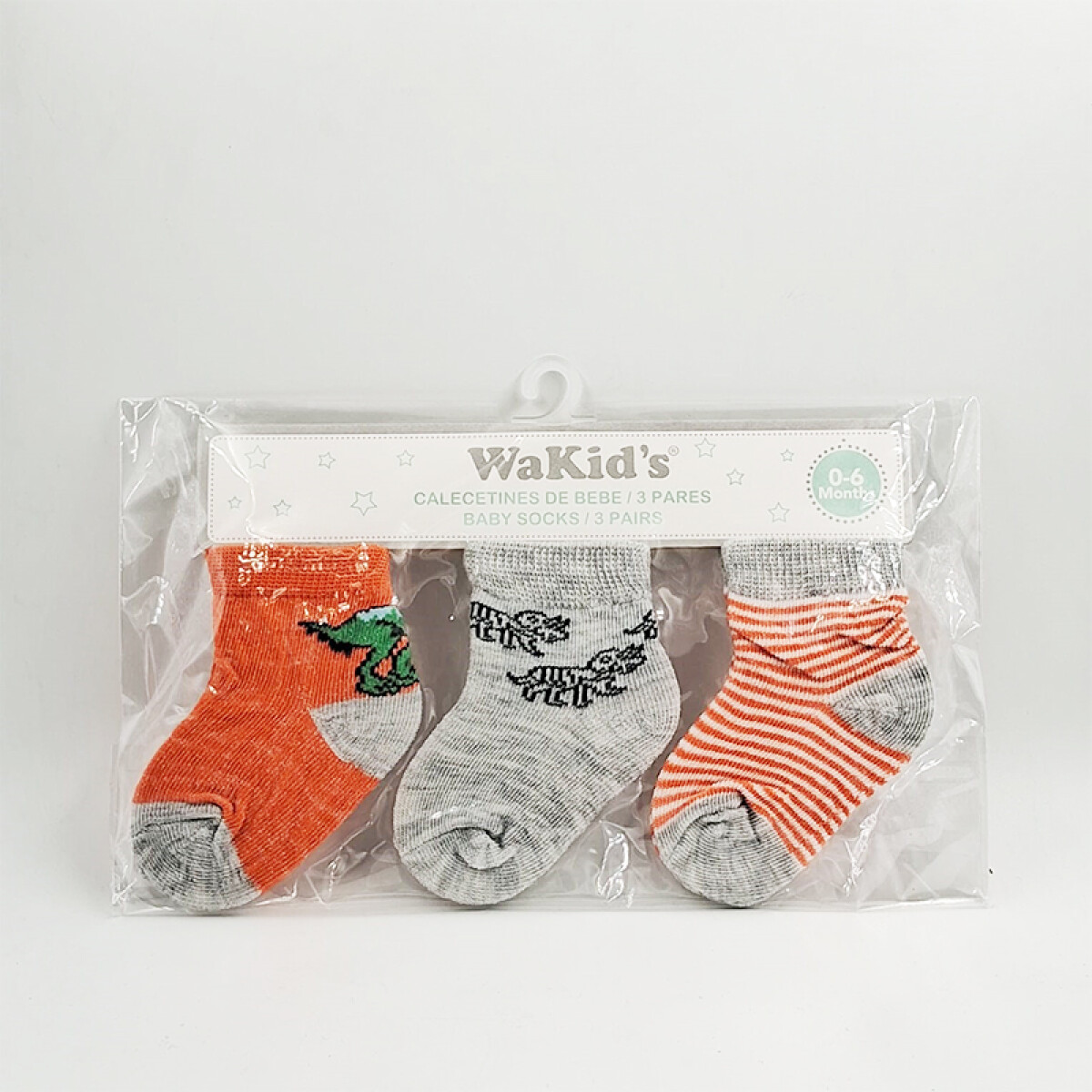 Medias para bebé pack x3 - Naranja/Gris 0-6m 