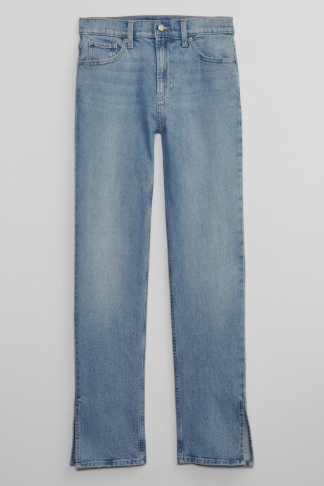 Jean Straight Tiro Alto Mujer Light Wash